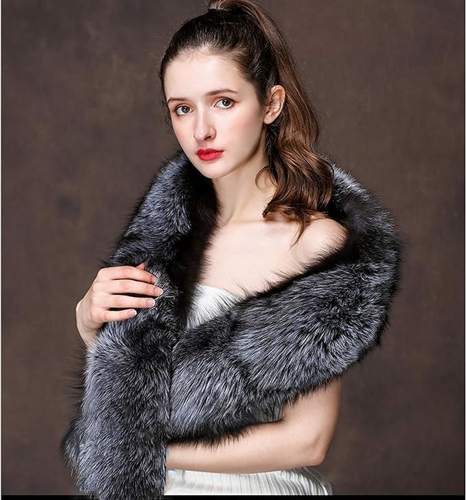 Women's Men's Extra Large Faux Fox Raccoon Fur Scarf Collar Stole Shawl